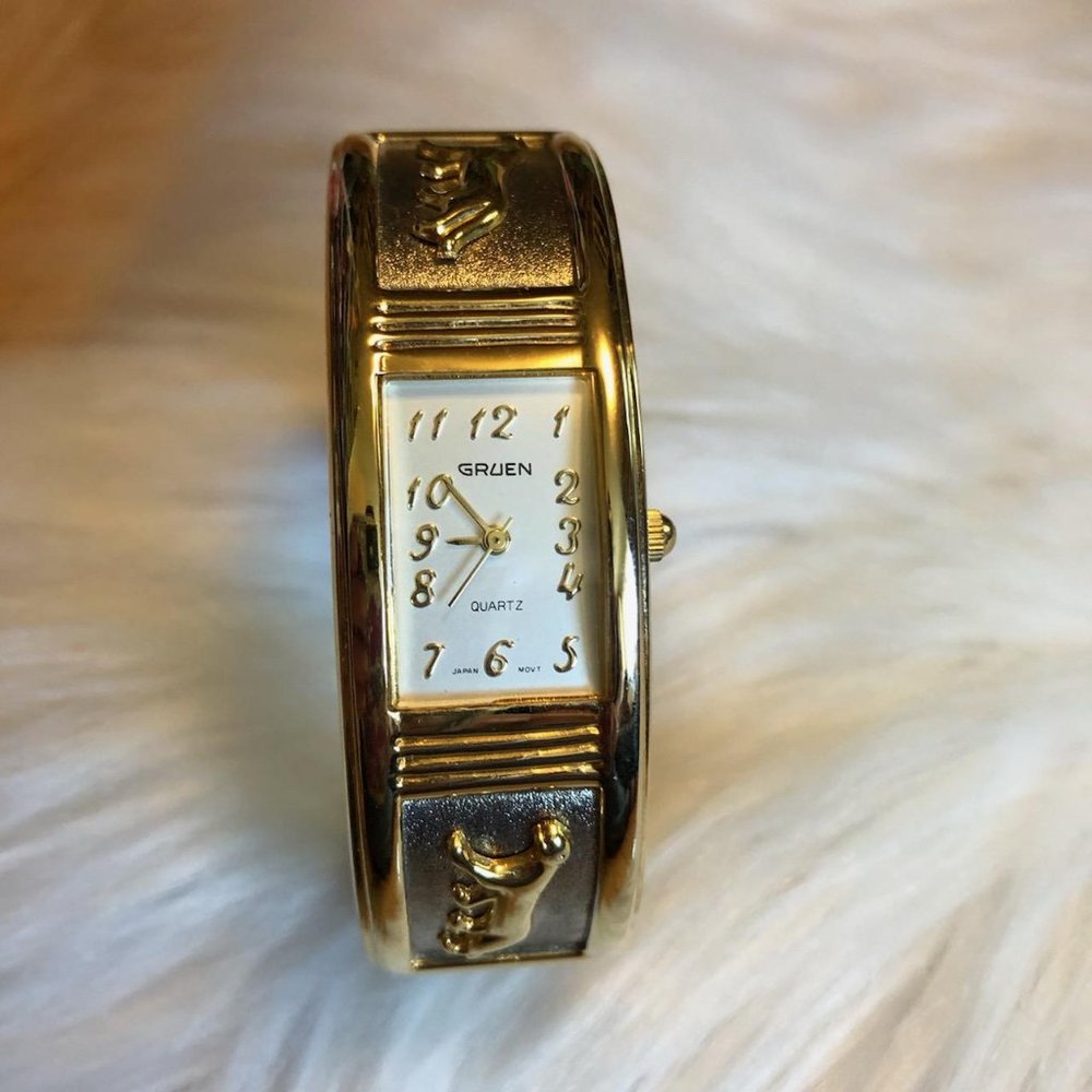 Gruen Panther 2 Tone Bangle Watch